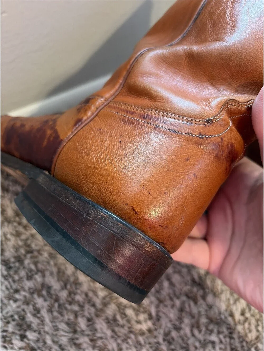 Lucchese 2000 Roper Boots Men’s Size 12 B Brown Leather Pull On Cowboy Western